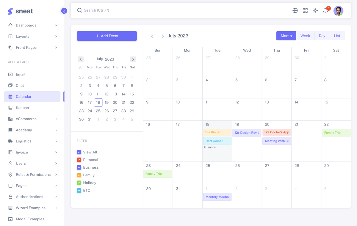 Sneat bootstrap admin template