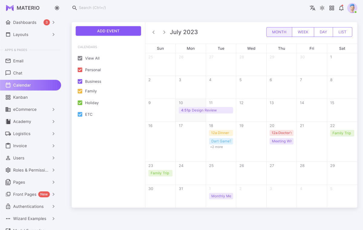 Materio vuetify vuejs admin template