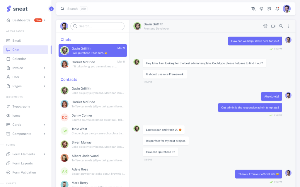 sneat vuetify vueJS laravel admin template