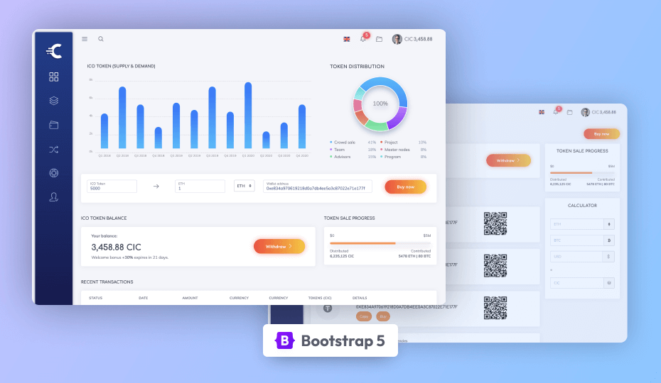 CryptoDash – Free Cryptocurrency Dashboard Template Image