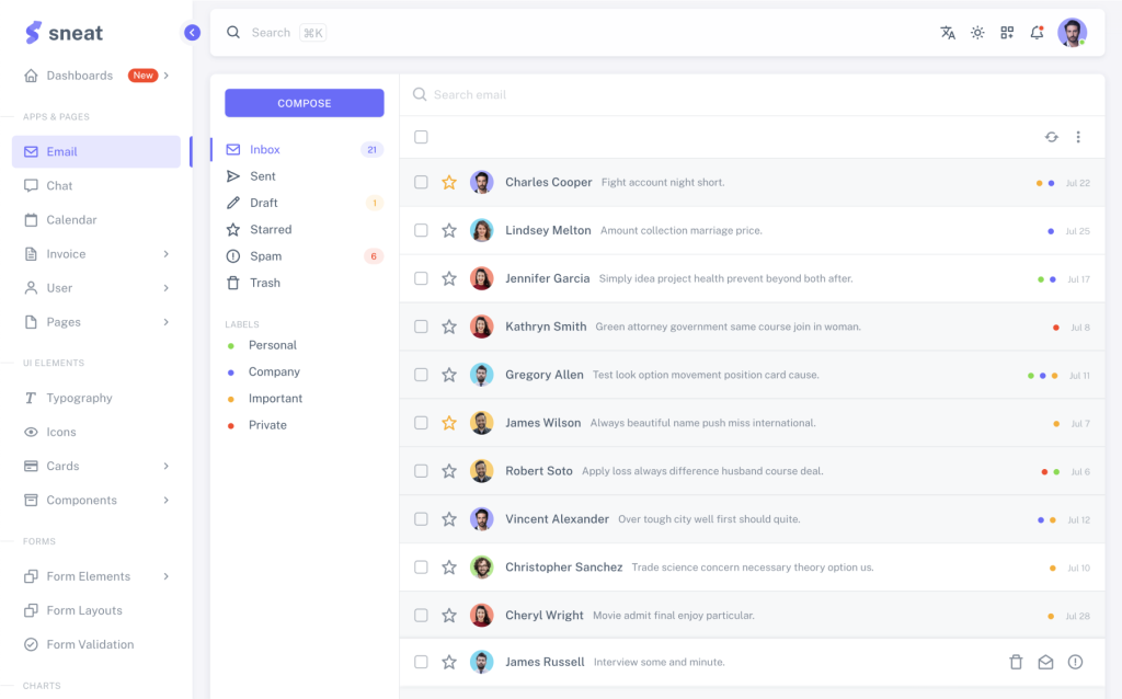 sneat vuetify vuejs admin template