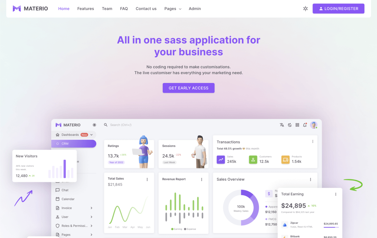 Materio bootstrap html admin template