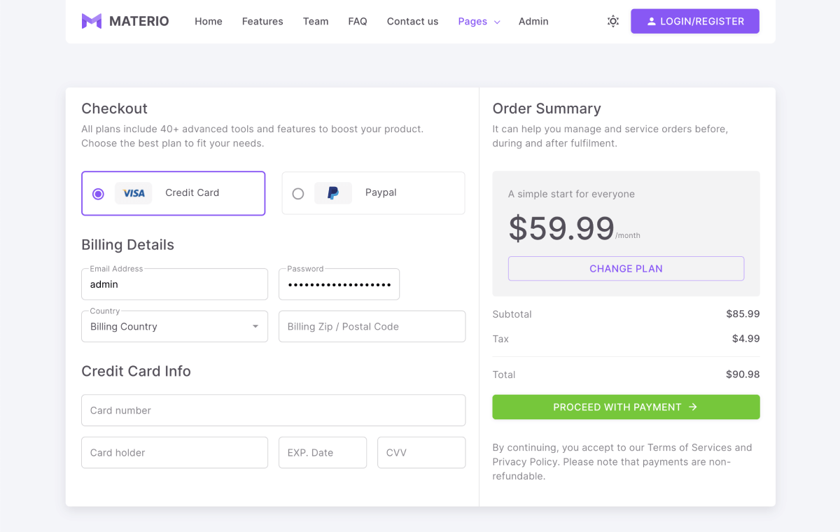 Materio Bootstrap HTML Admin Template
