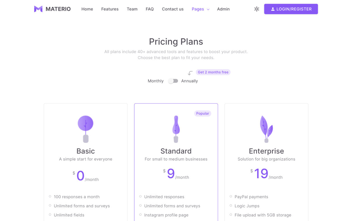 Materio Bootstrap admin template