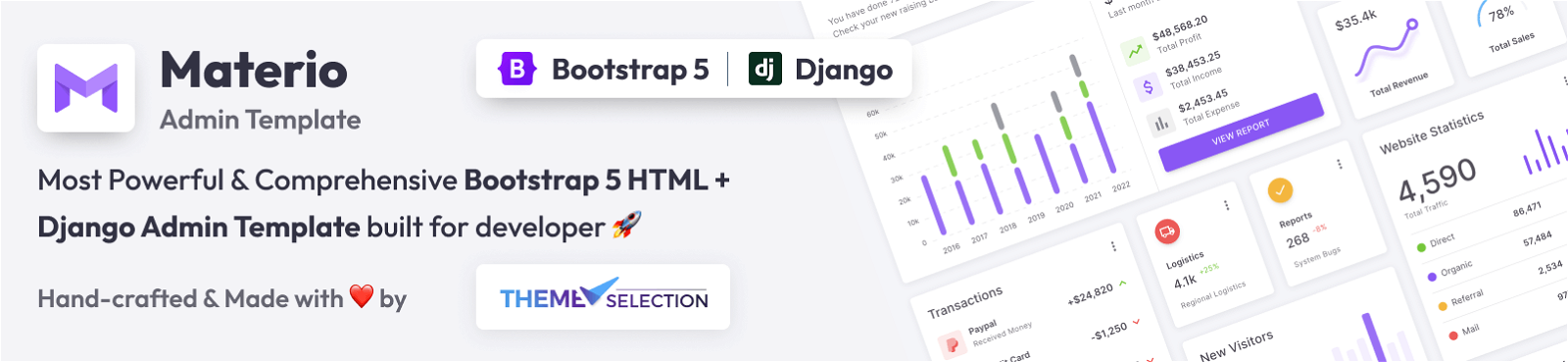 materio bootstrap django admin template