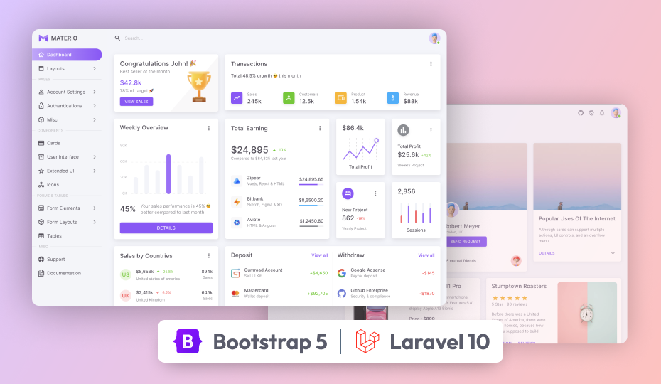 Materio – Free Bootstrap 5 Laravel Admin Template Image