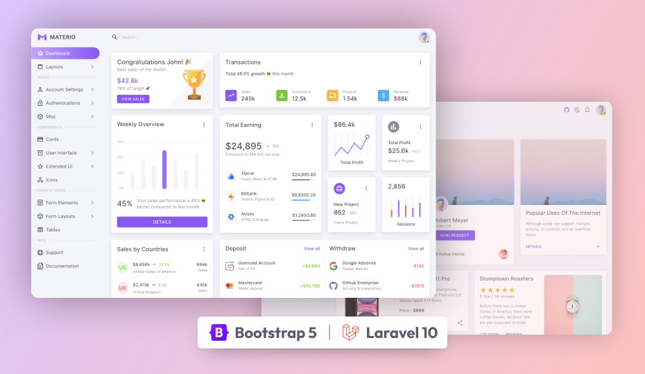 materio free bootstrap laravel dashboard
