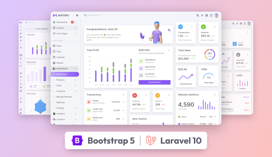 materio bootstrap laravel admin template