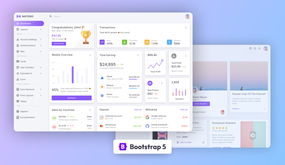 Materio – Free Bootstrap 5 HTML Admin Template Image