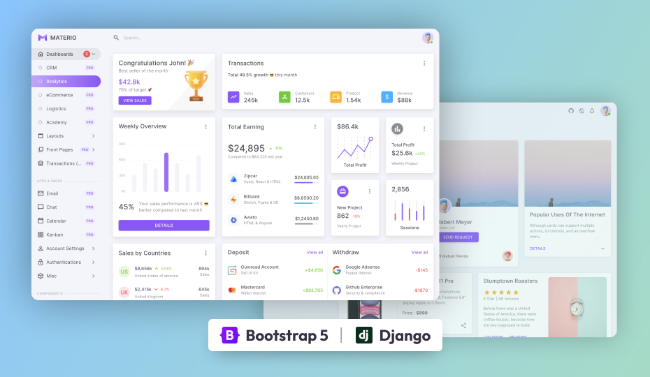 Materio – Free Bootstrap Django Admin Template Image