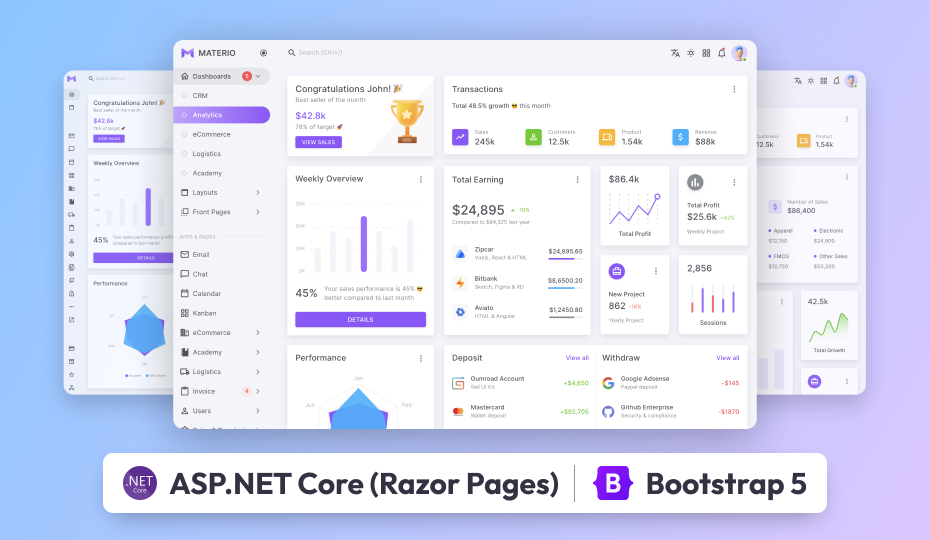 materio asp net core admin template