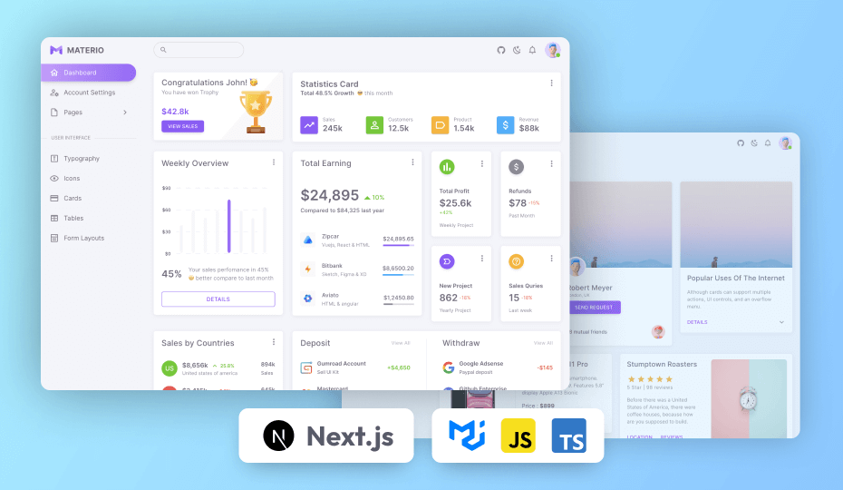 free mui react nextjs admin template