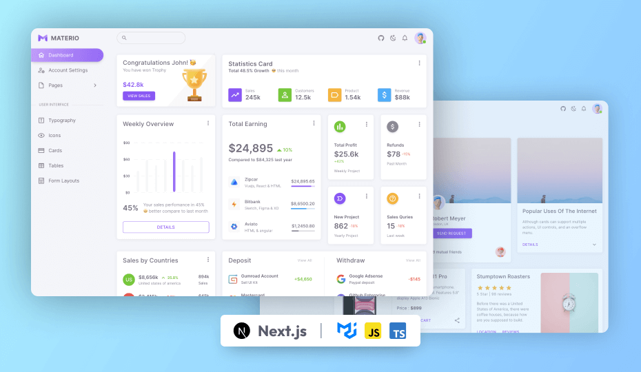 Materio – Free MUI React NextJS Admin Template Image