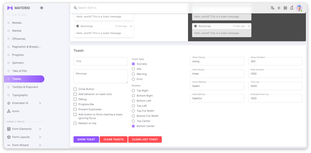 JavaScript Toast notification library