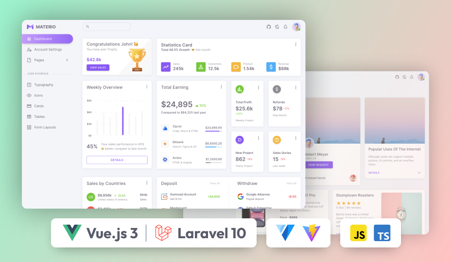 free vuejs laravel admin template