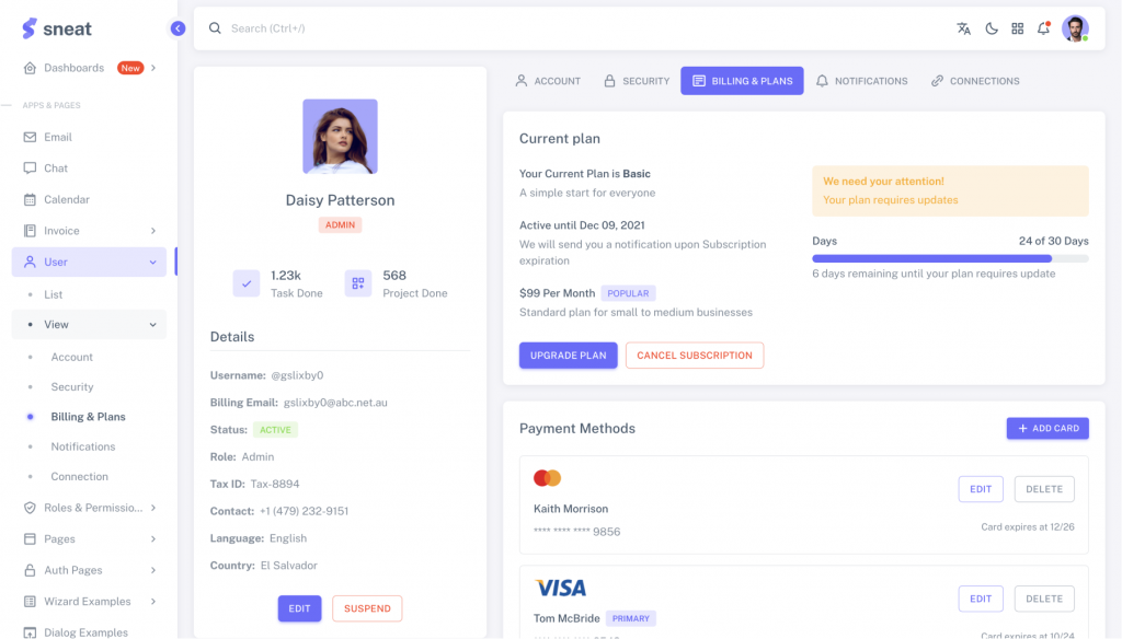 Sneat Figma Dashboard UI kit