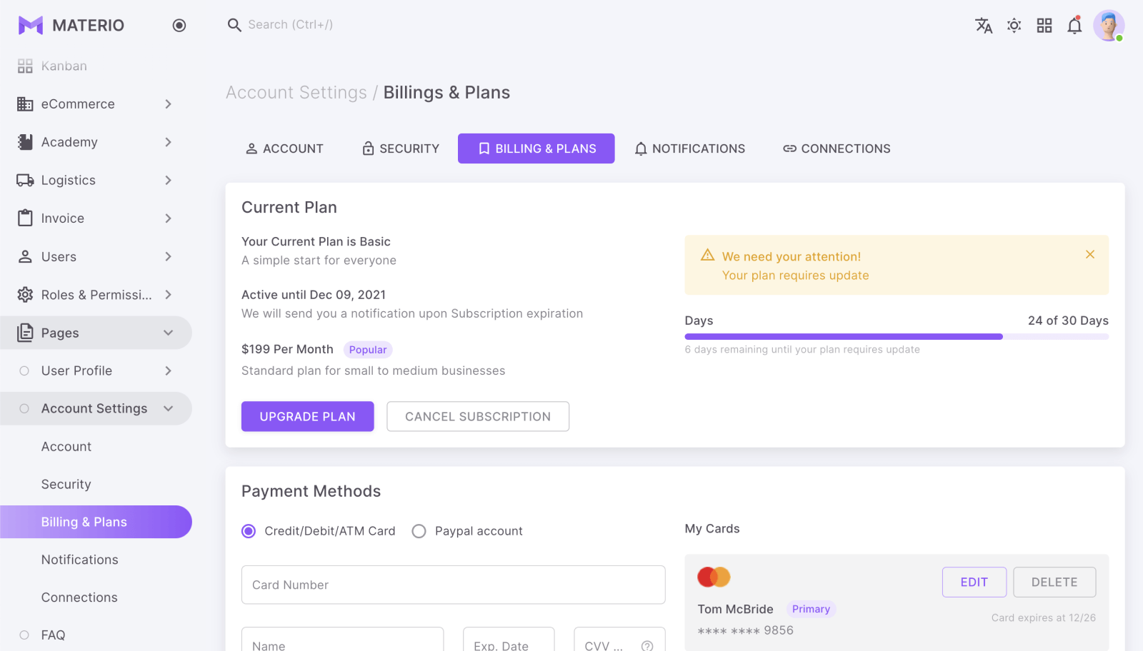 materio bootstrap admin template