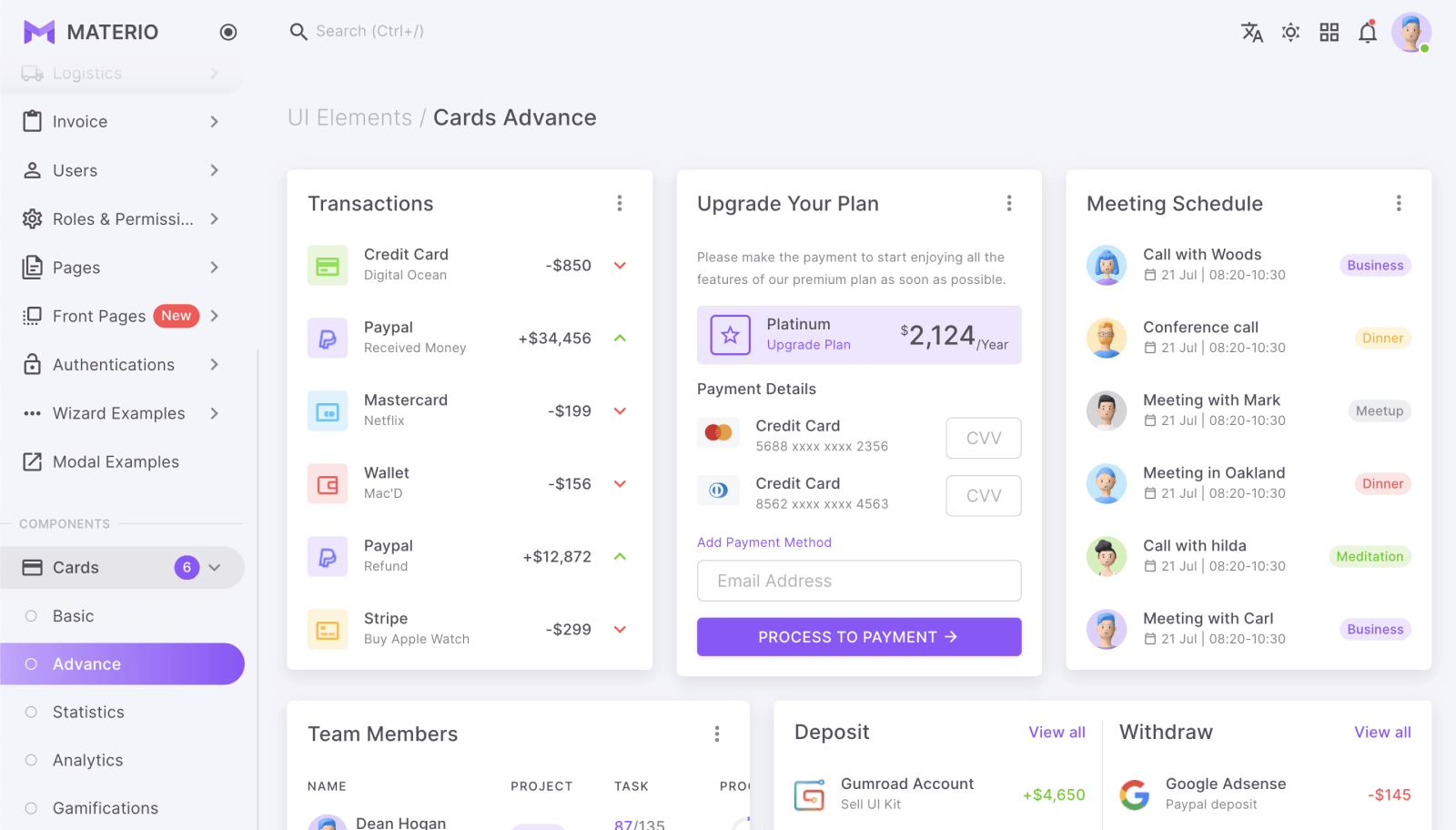 materio bootstrap admin template