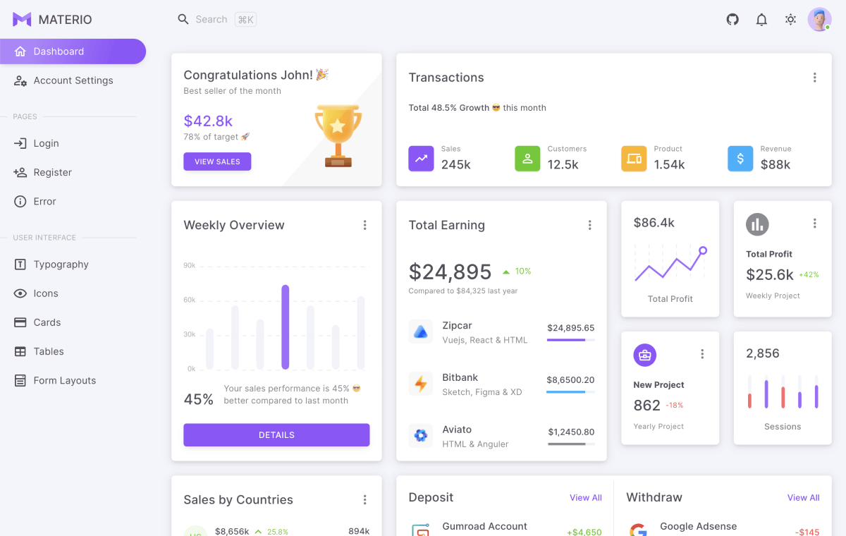 materio free bootstrap 5 laravel admin template
