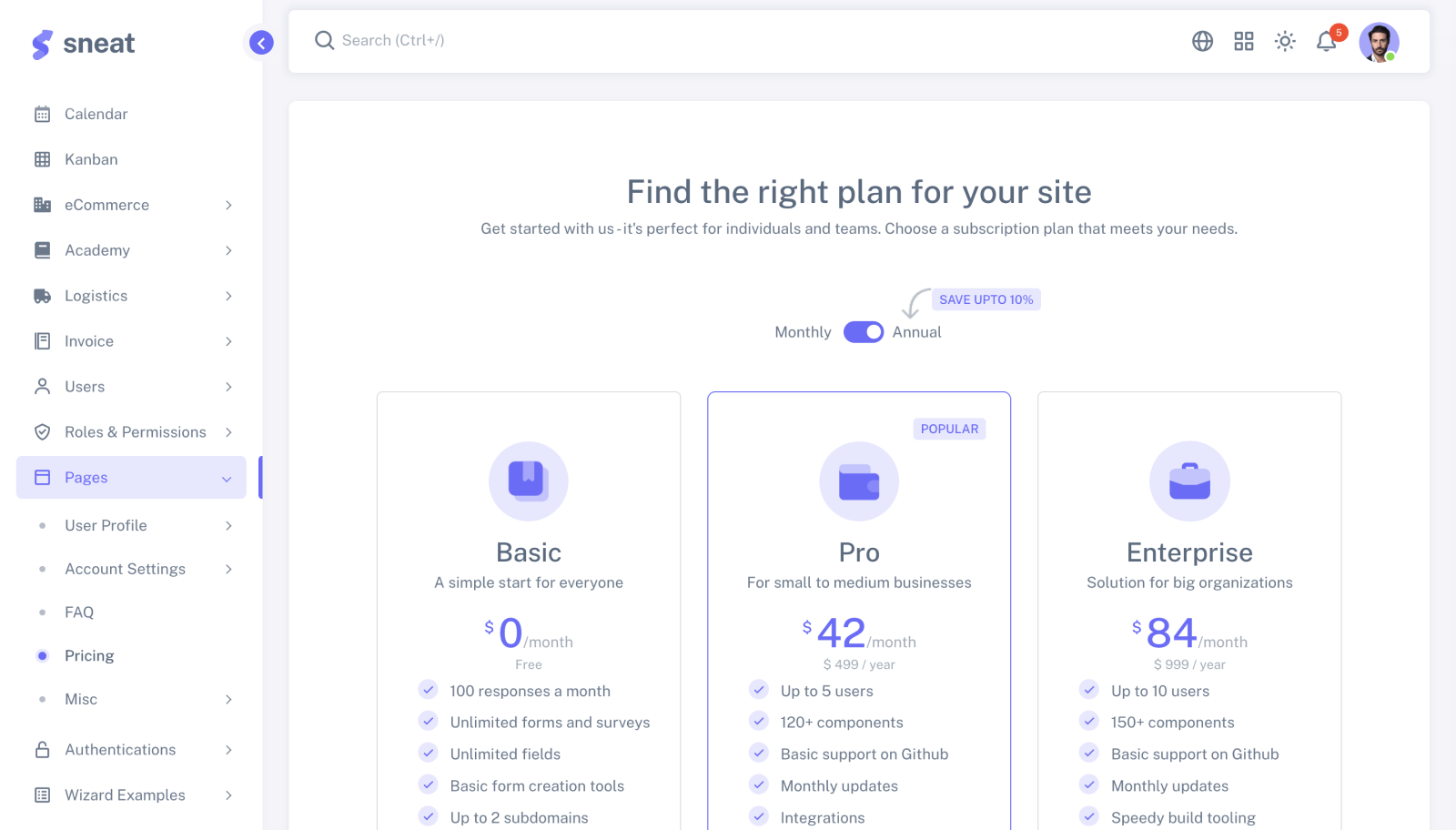 Sneat VueJS Admin Template