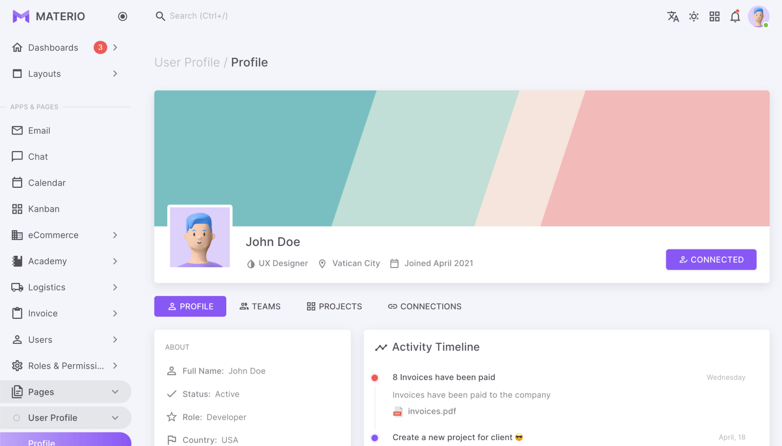 materio bootstrap html admin template