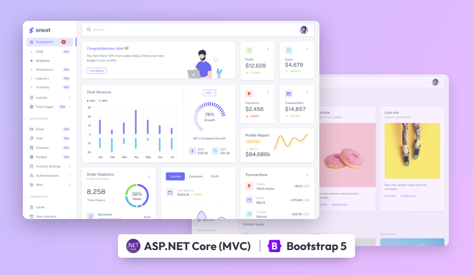Sneat – Free ASP.NET Core MVC Admin Template Image