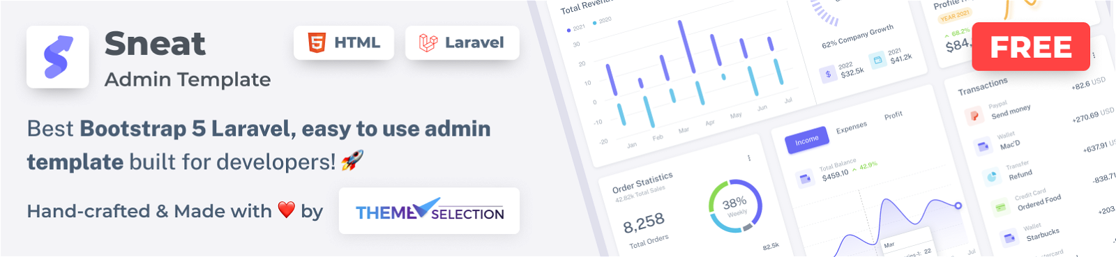 sneat laravel admin template free