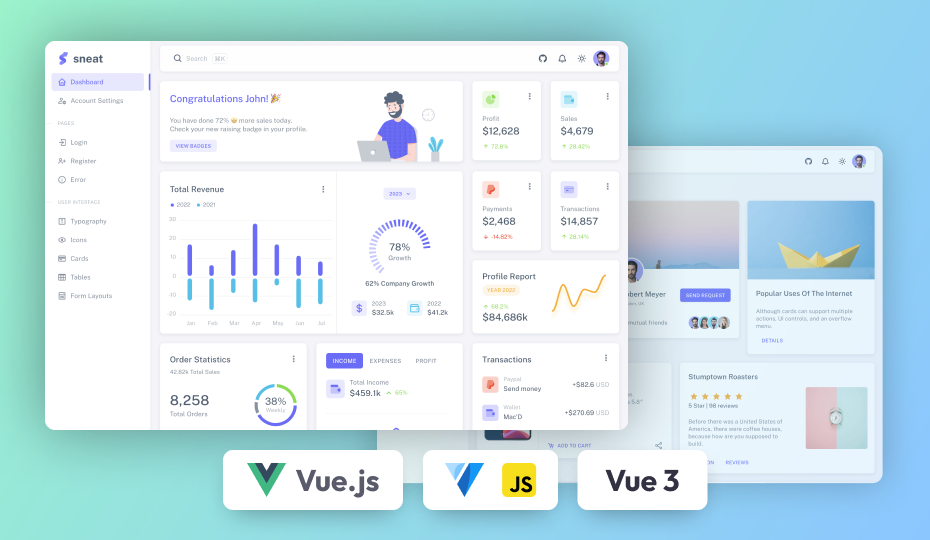 free vuetify vuejs admin template
